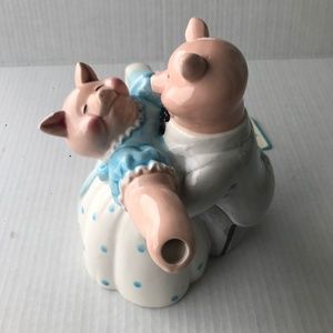 Vintage Ceramic Ballroom Dancing Pigs Teapot by Applause